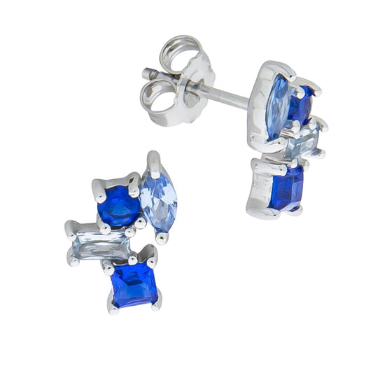 925/- Sterling silver rhodium-plated synthetic blue stones