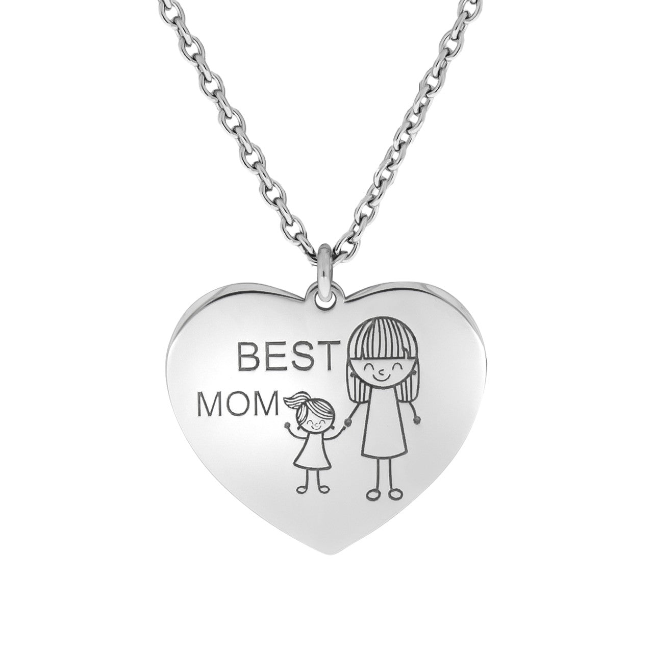 Collier 925/- Sterling Silber Rhodiniert Herz mit Gravur Best Mom