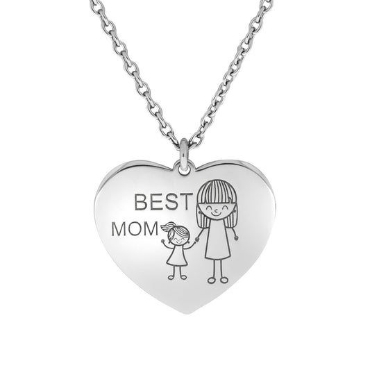 Collier 925/- Sterling Silber Rhodiniert Herz mit Gravur Best Mom