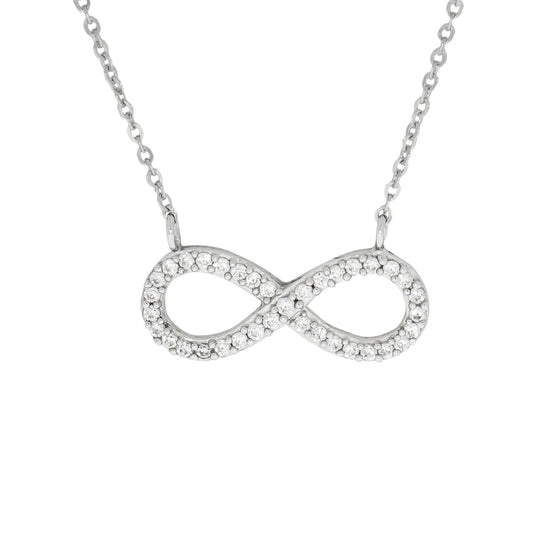 Collier 925/- Sterling Silber rhodiniert Infinity mit Zirkonia