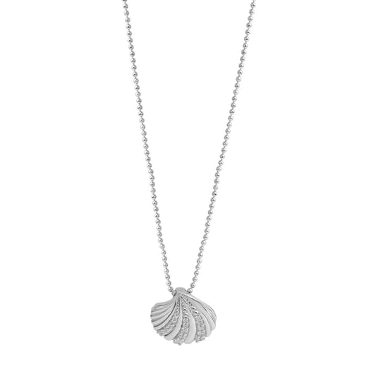 925/- Sterling silver rhodium plated shell zirconia