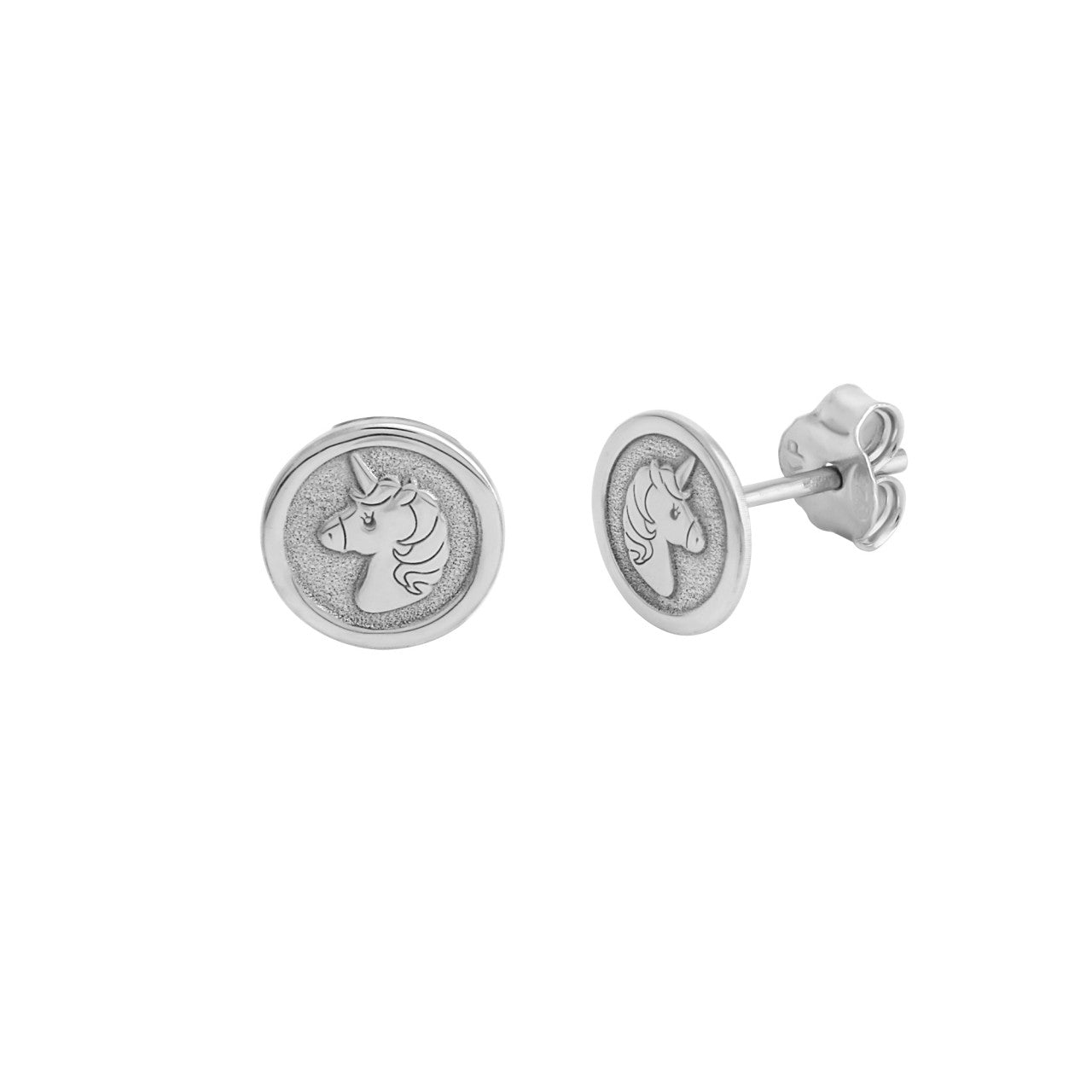 Ohrstecker 925/- Sterling Silber rhodiniert Einhorn