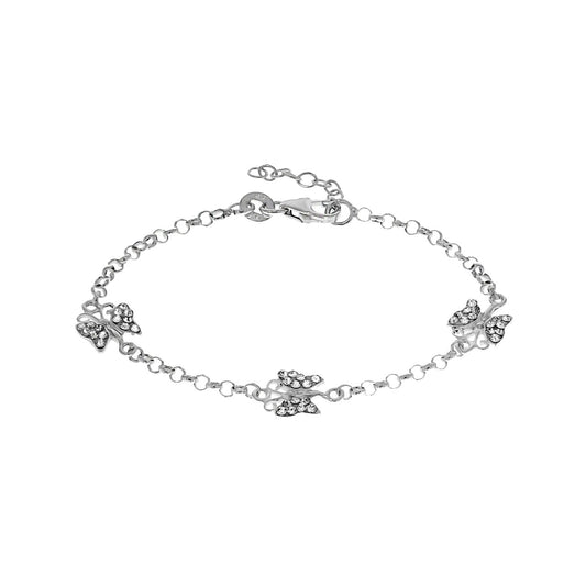 Armband 925/- Sterling Silber mit Kristall Schmetterling