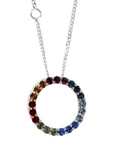 925/- Sterling silver rhodium plated crystal colorful