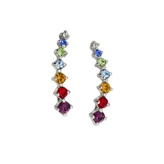 925/- Sterling silver rhodium plated crystal colorful