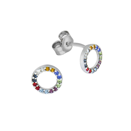 925/- Sterling silver rhodium plated crystal colorful