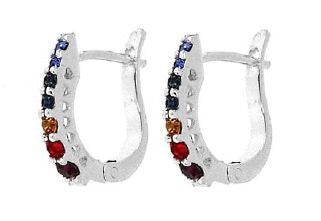 925/- Sterling silver rhodium plated crystal colorful