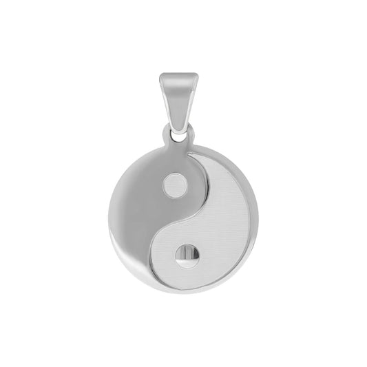 925/- Sterling silver rhodium plated Yin Yang shiny/matt