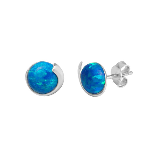 925/- Sterling silver rhodium plated imit. Opal blue