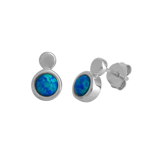 925/- Sterling silver rhodium plated imit. Opal blue