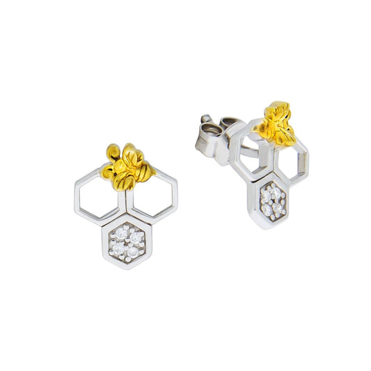 925/- Sterling silver rhodium-plated, partly gold-plated zirconia