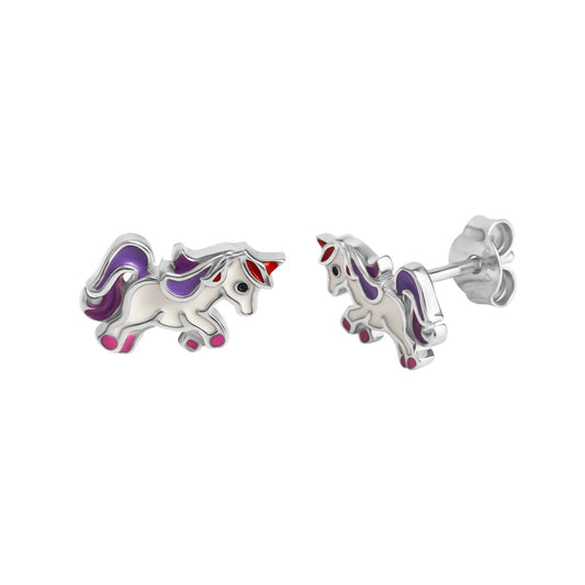 Ohrstecker 925/- Sterling Silber rhodiniert Einhorn