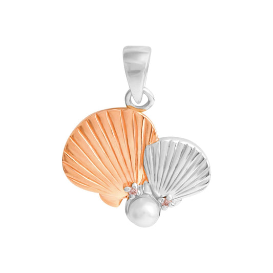 925/- Sterling silver rhodium plated partly red gold plated shell