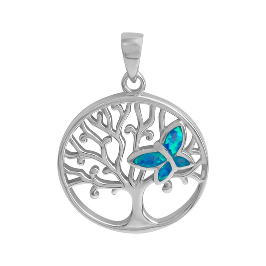 925/- Sterling silver rhodium-plated synthetic opal blue