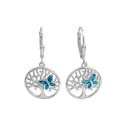 925/- Sterling silver rhodium-plated synthetic opal blue