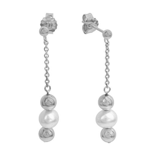 925/- Sterling silver rhodium plated freshwater cultured pearls