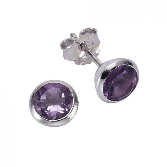 Ohrstecker 925/- Sterling Silber rhodiniert 0,75cm Amethyst