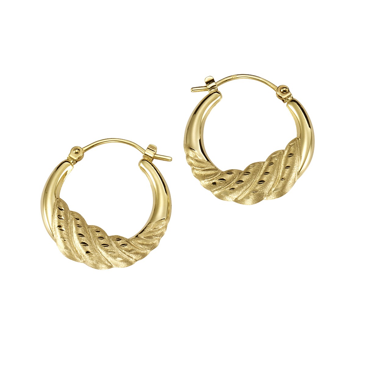 Hoop earrings 333/- gold 2cm matt/diamond-coated