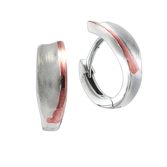 Folding hoop earrings 925 silver bicolor