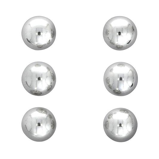 Stud earrings set 925 silver 3 pairs 6mm