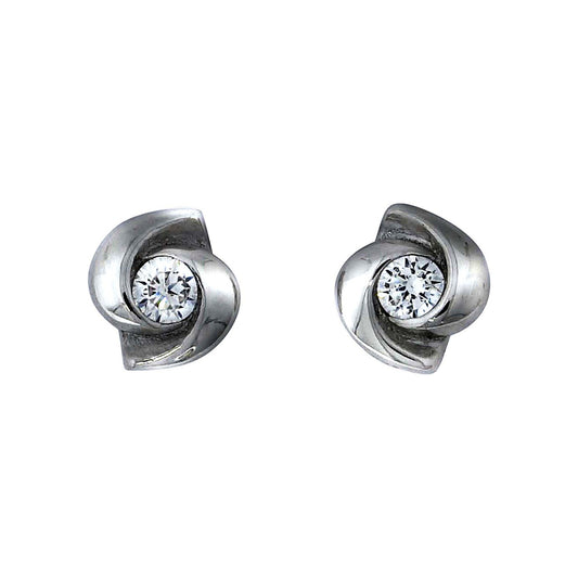 Ohrstecker 925/- Sterling Silber rhodiniert 0,6cm Zirkonia