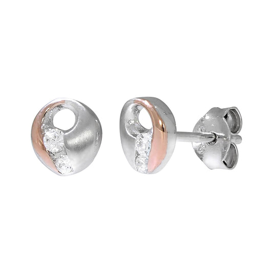 Ohrstecker 925 Silber zweifarbig rose Zirkonia