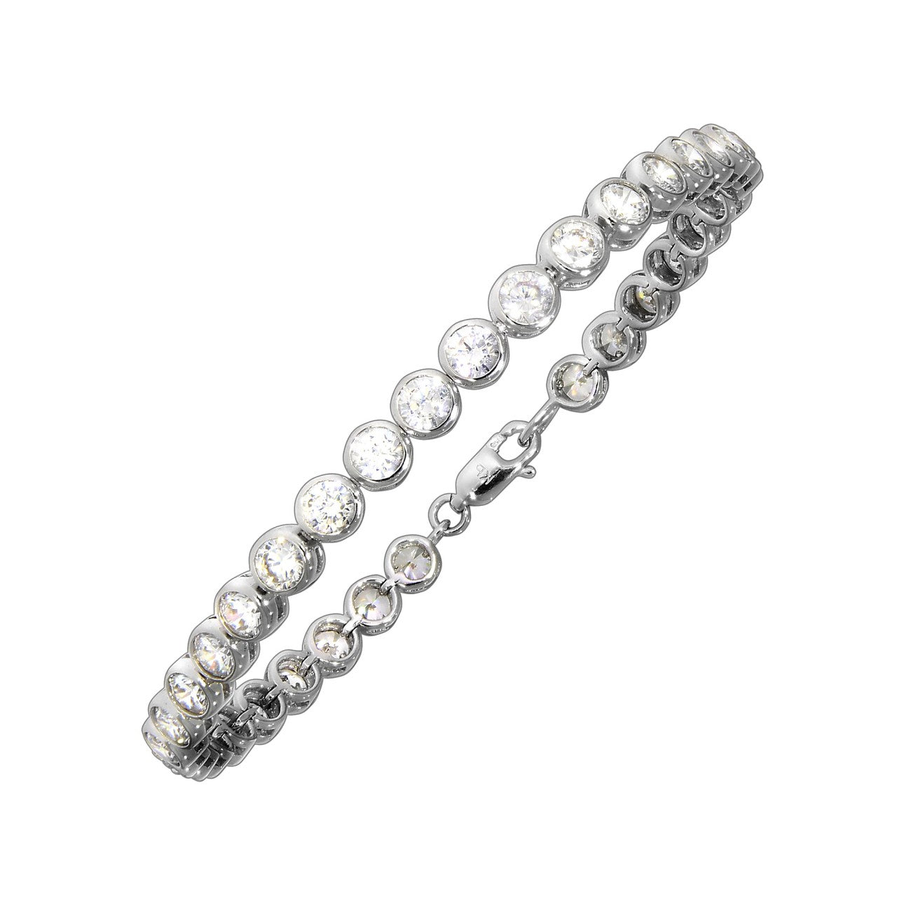 Silver 925 rhodium-plated 34x zirconia