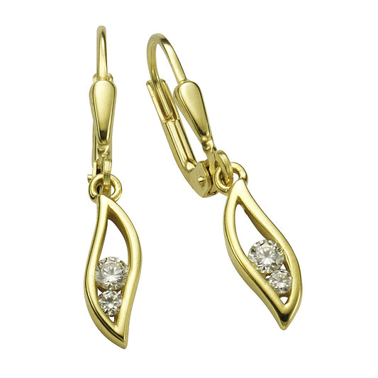 Earrings 333/- gold 2.7cm zirconia