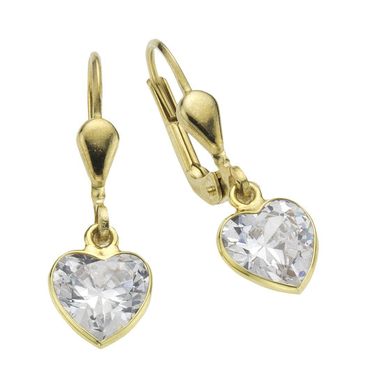 Earrings 333/- gold zirconia white 2.7cm shiny