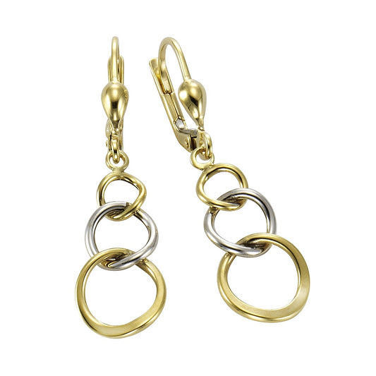 Earrings 375 gold two-tone rings