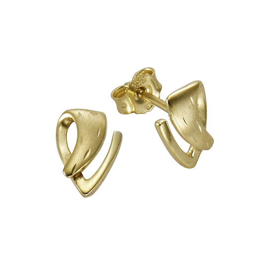 Stud earrings 333/- gold 0.8cm diamond-coated