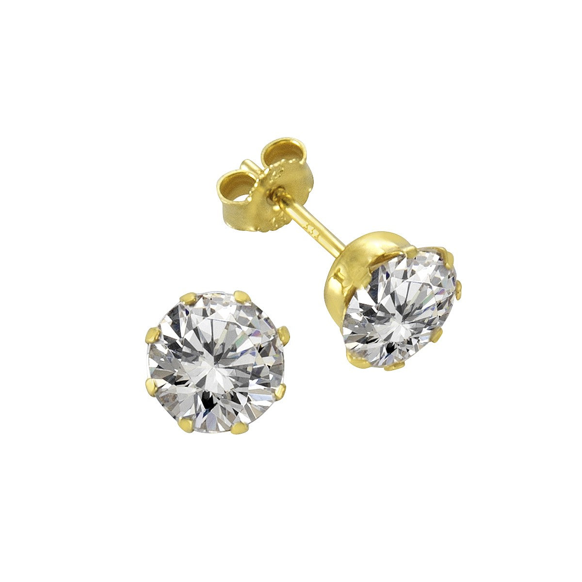 Stud earrings 333/- yellow gold zirconia white 0.73cm shiny