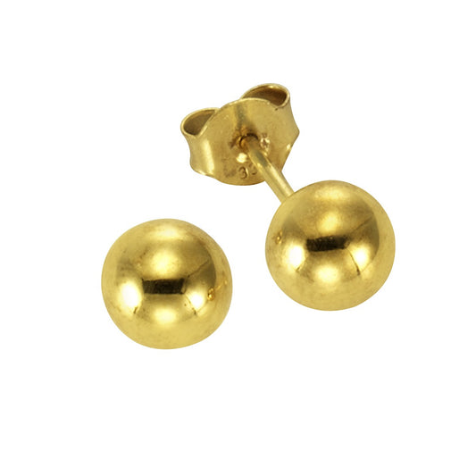 Stud earrings made of 333 yellow gold ball 6.5mm