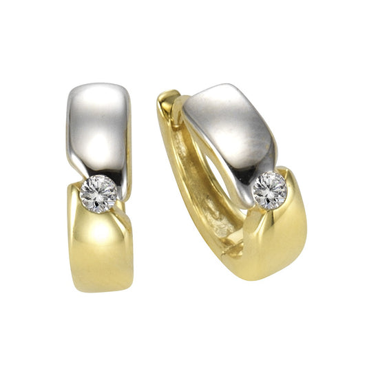 Hoop earrings 333 gold two-tone 13.5mm zirconia