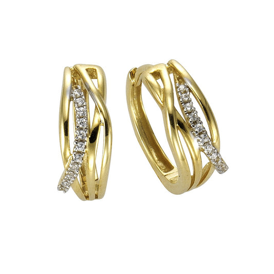 Hoop earrings 333 gold two-tone 15mm zirconia