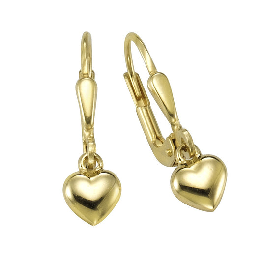 Heart earrings 333/- gold 2cm shiny