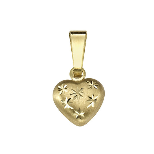 Heart pendant with diamond stars 333/- yellow gold 1.4cm