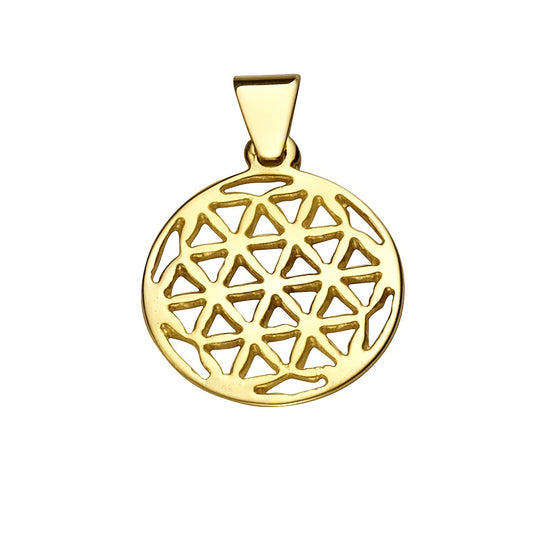 Pendant Flower of Life 333/- yellow gold 1.7cm shiny