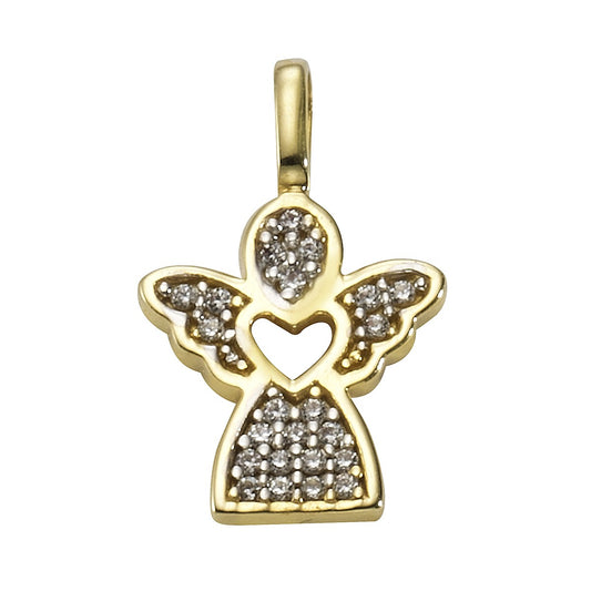 Angel pendant 333/- gold zirconia 1.9cm shiny