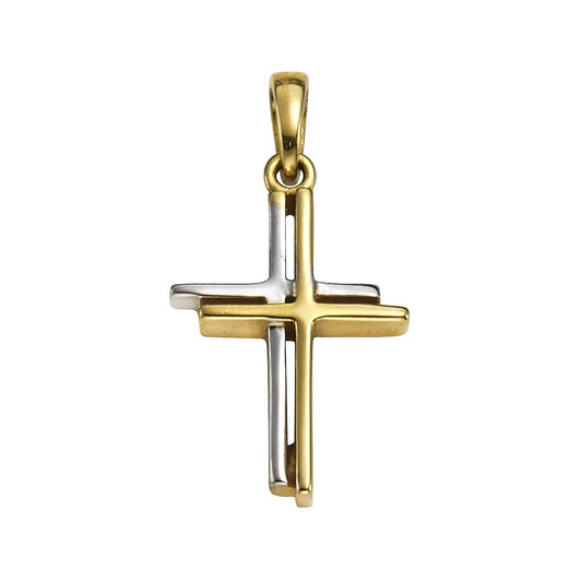 Pendant 585 gold motif cross two-tone