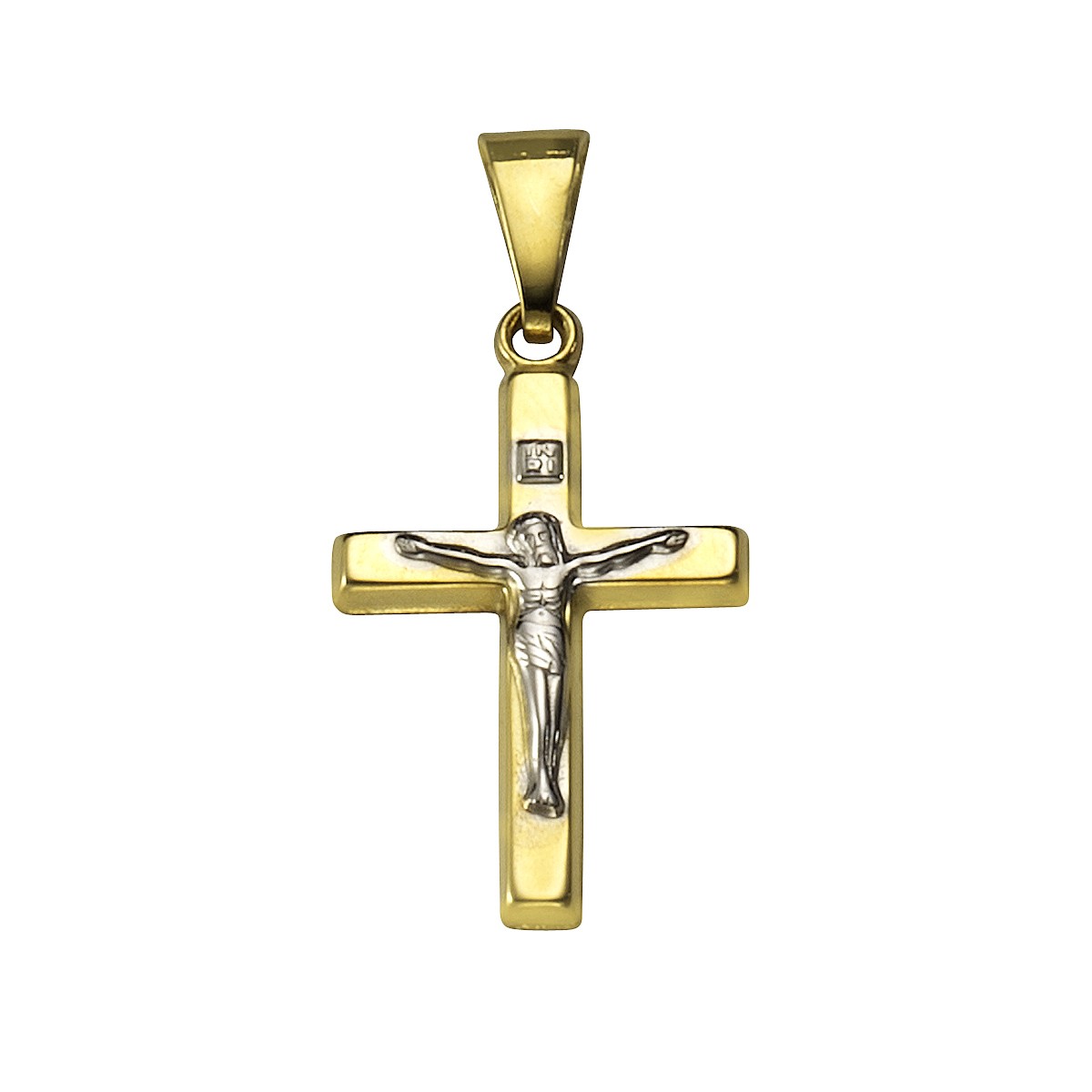 Pendant cross Jesus 333 gold two-tone