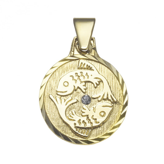 Pendant zodiac sign Pisces 333/- gold 1.7cm crystal