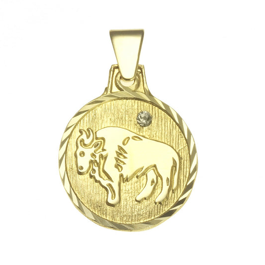 Anhänger Sternzeichen Stier 333/- Gold 1,7cm Kristall