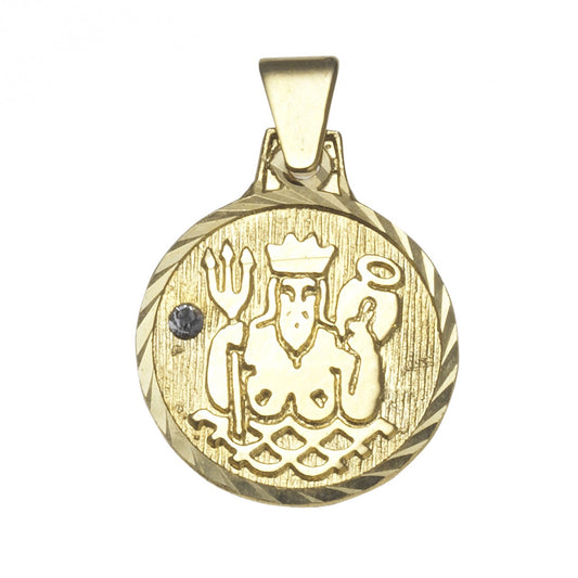 Pendant Zodiac Sign Aquarius 333/- Gold 1.7cm Crystal