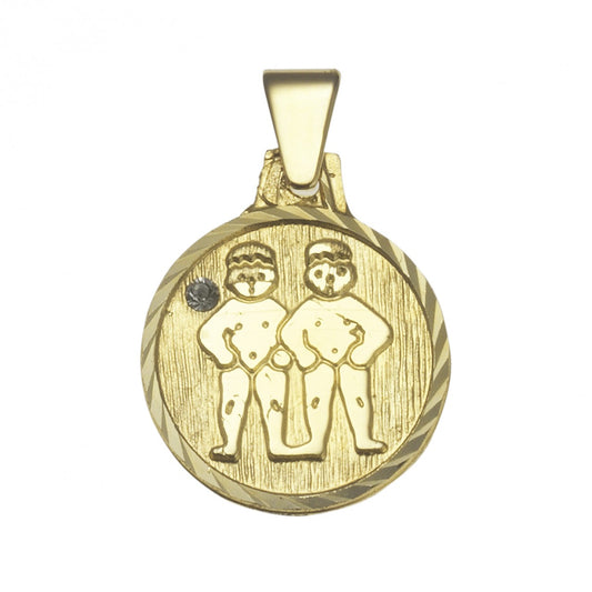 Pendant zodiac sign Gemini 333/- gold 1.7cm crystal