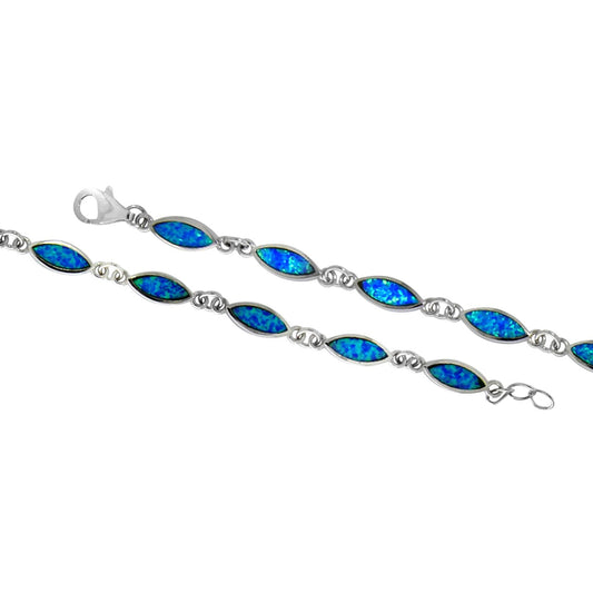 925/- Sterling Silver Opal Blue