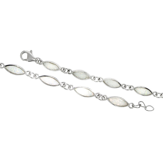 Armband 925/- Sterling Silber Opal weiß