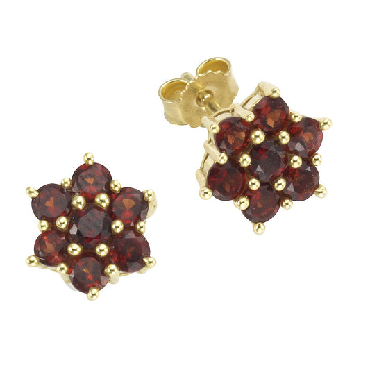 Stud earrings 333/- yellow gold with garnet