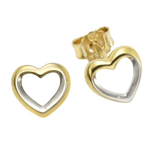 Earrings heart 333 gold two-tone