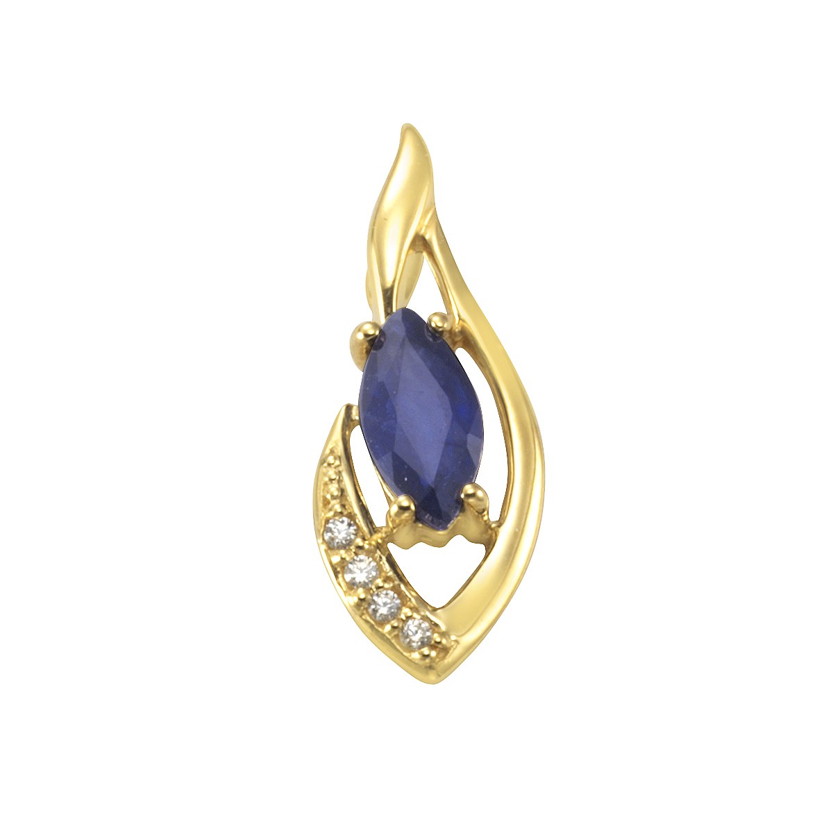 Pendant 375/- gold with sapphire white topaz